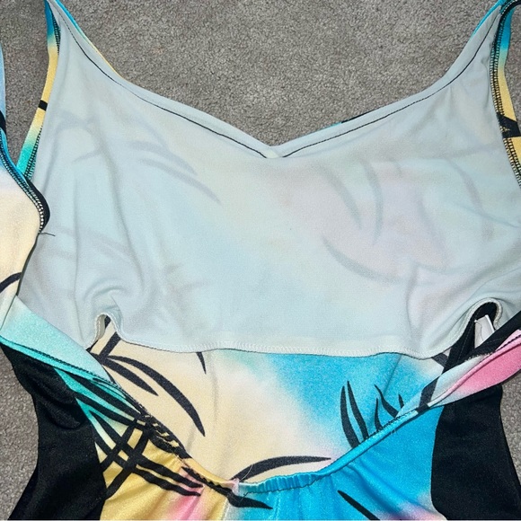L 11/12 VTG 80’s Avon Fashion Pastel Black High Cut Aerobics One Piece Swimsuit - Picture 10 of 12